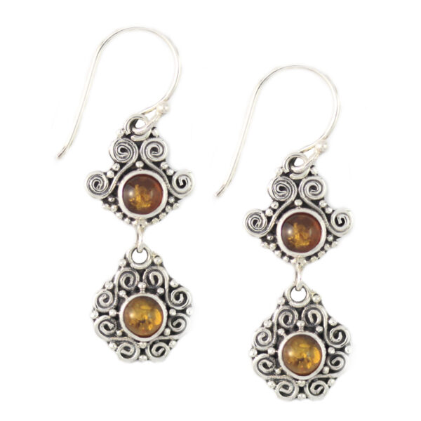 Anting perak Bun Rentet Amber E1188