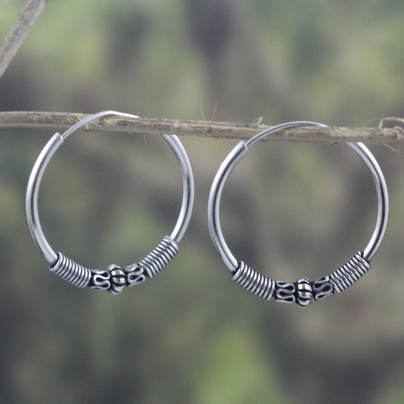 Anting Perak Hoop Ball E1245 - Gambar 2