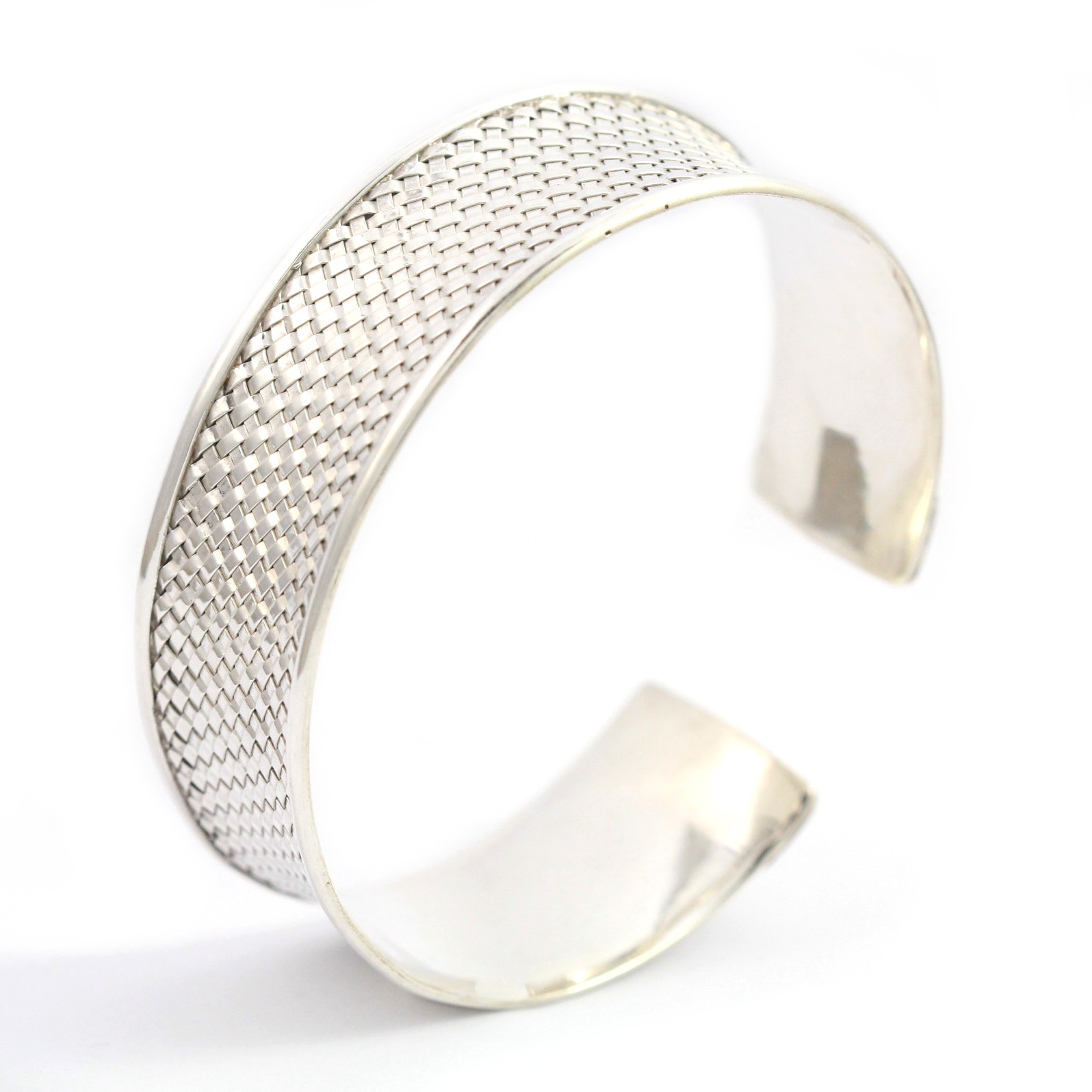 Gelang Cuff Perak Anyam B021 - Gambar 1