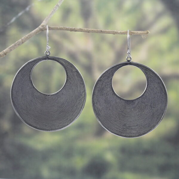 Anting Perak Kriul Bulan Sabit E1171L