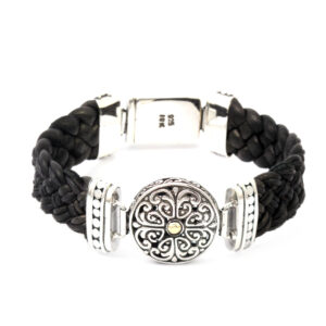 Gelang Perak Bun Leather Jalin B215 - Gambar 1