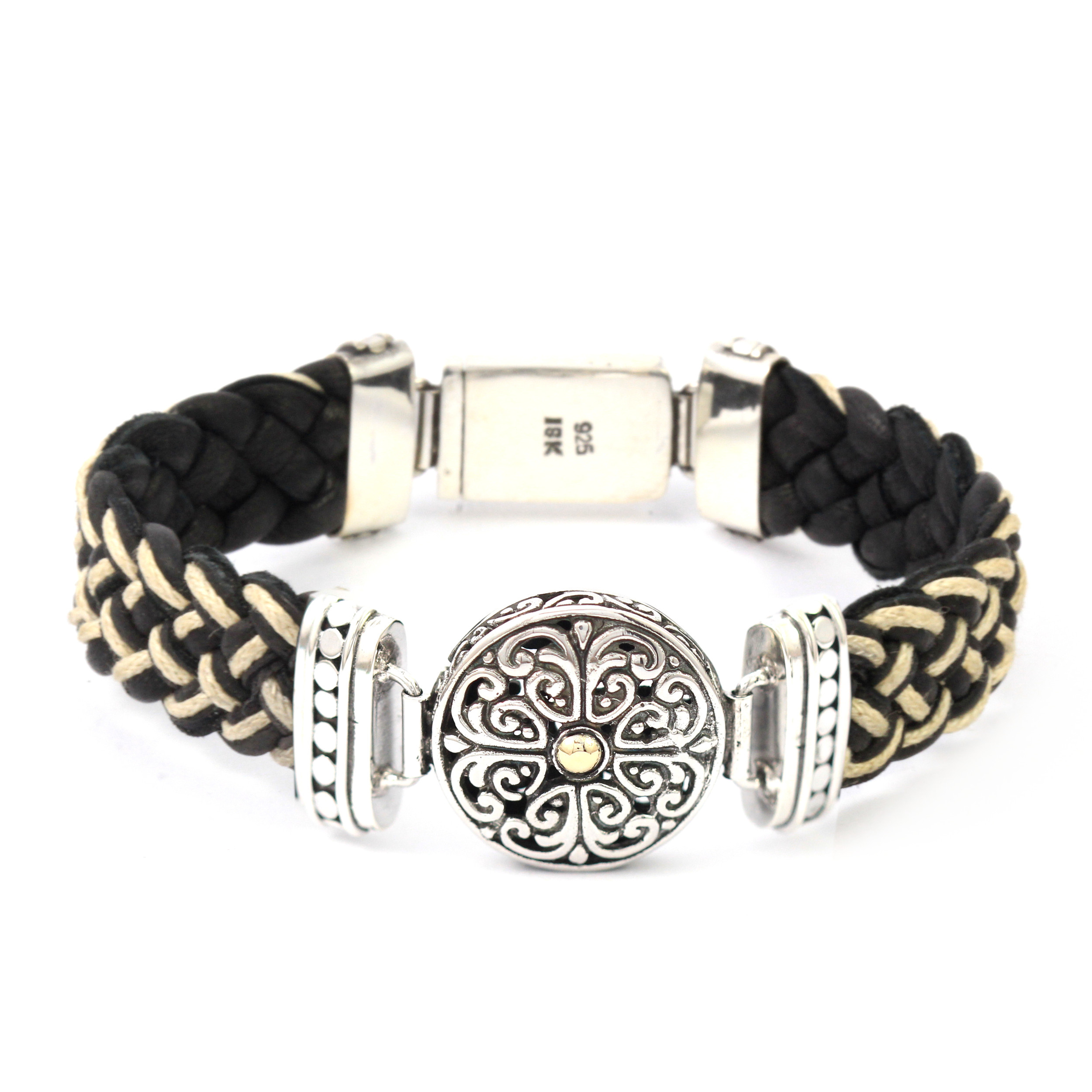 Gelang Perak Bun Leather Jalin B215 - Gambar 2