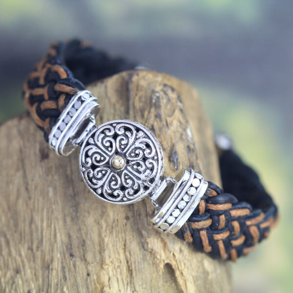 Gelang Perak Bun Leather Jalin B215
