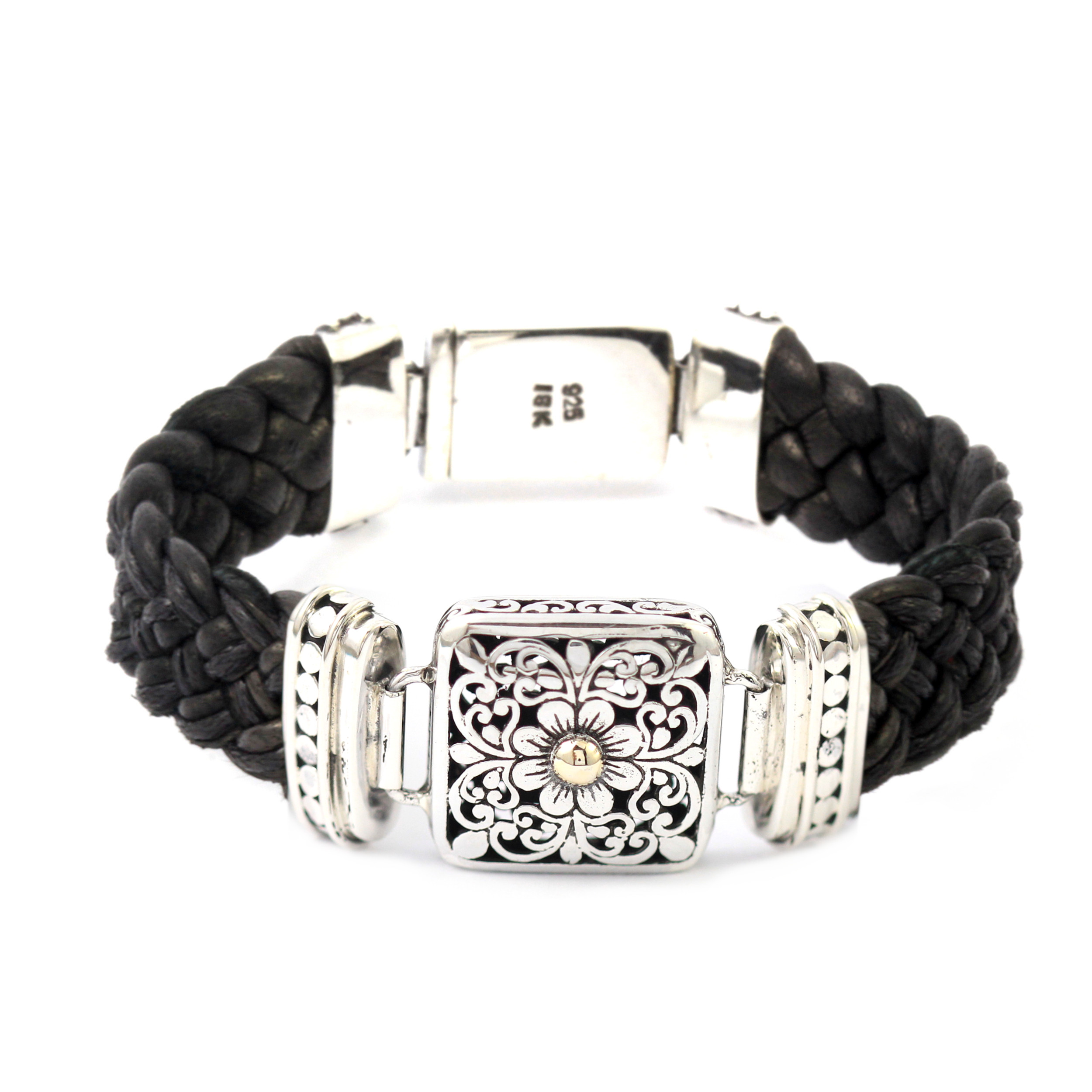 Gelang Perak Bun Leather Jalin B216 - Gambar 1