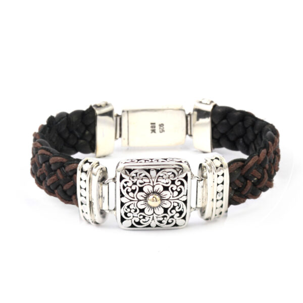 Gelang Perak Bun Leather Jalin B216