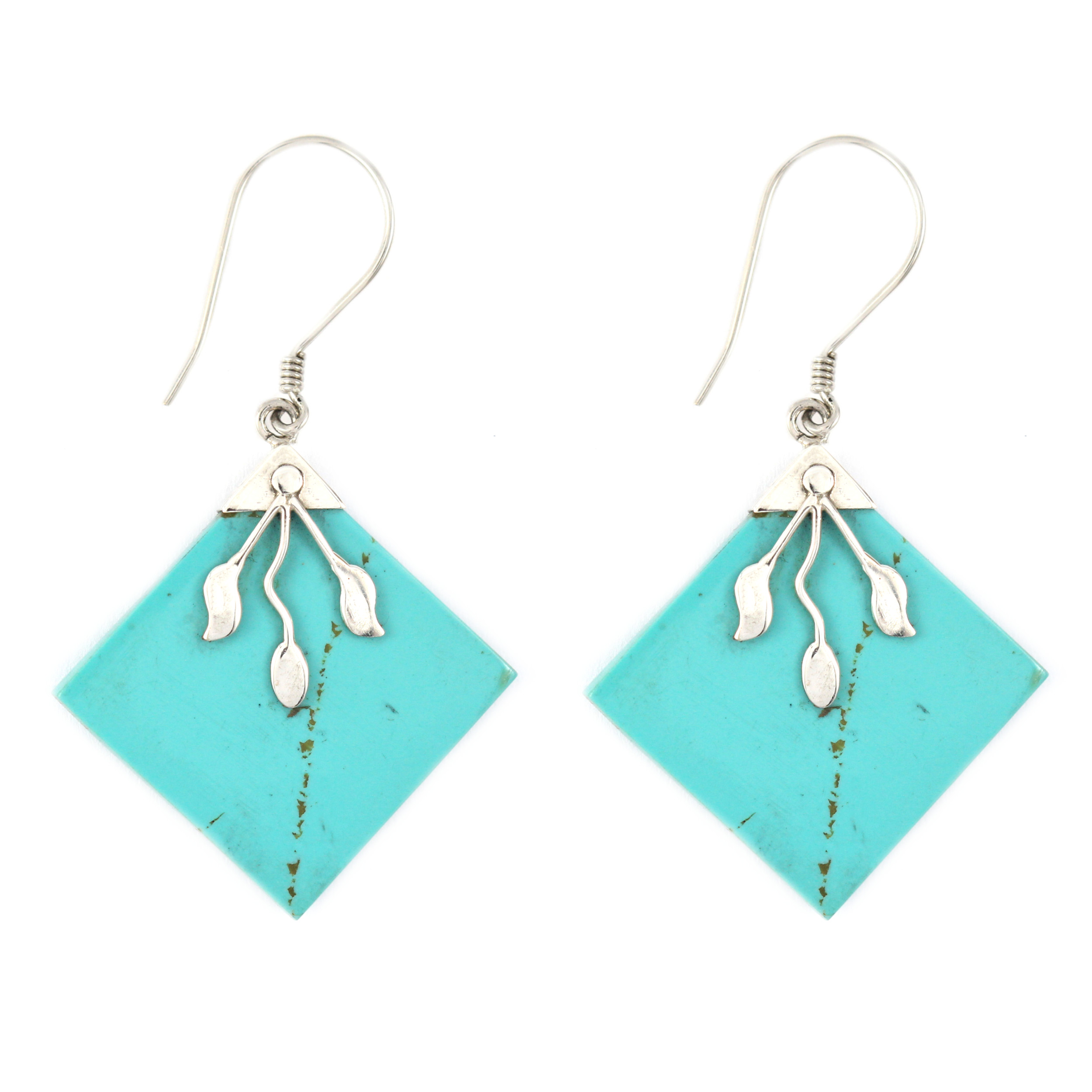 Anting Perak Turquoise Resin Wajik A102 - Gambar 1