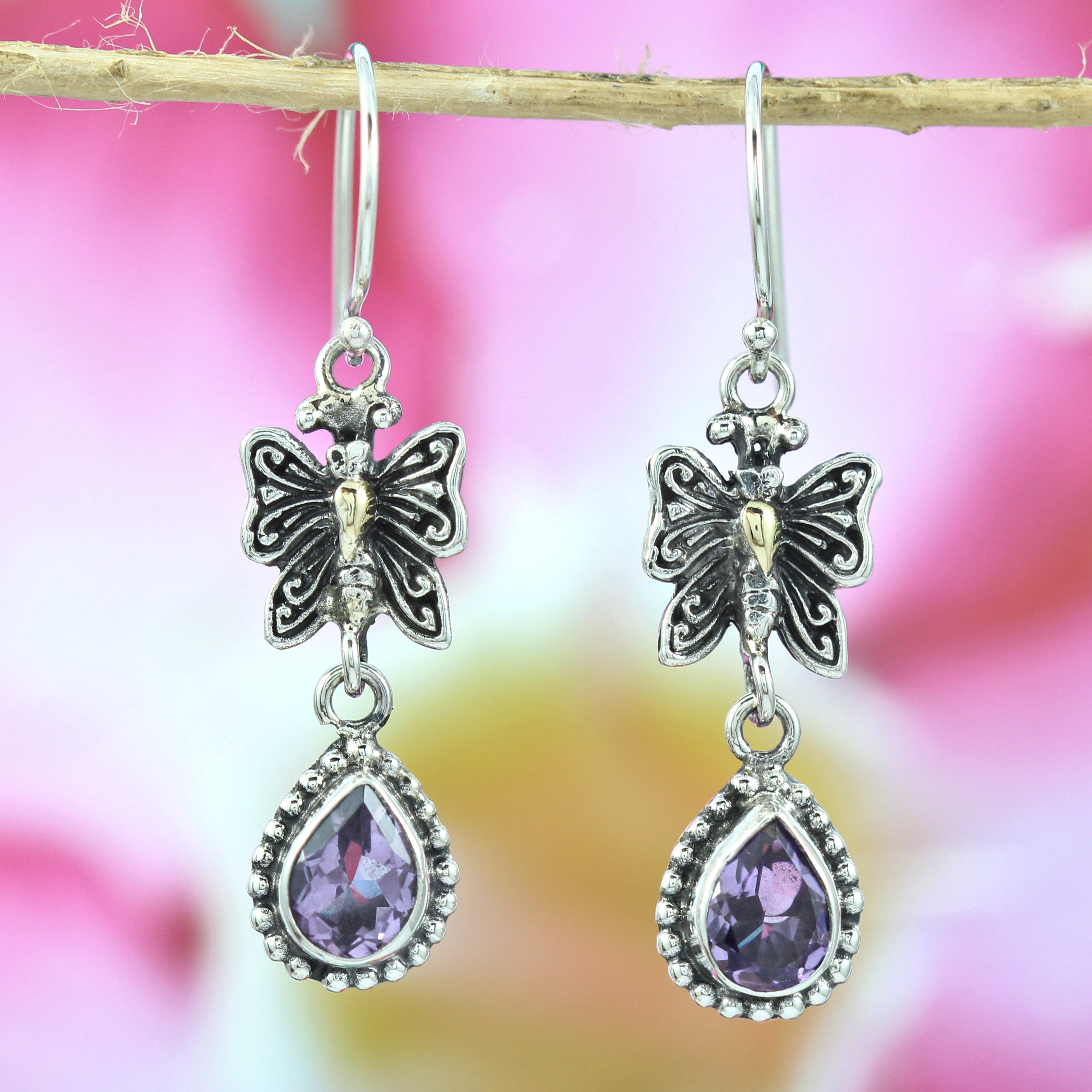 Anting Perak Kupu-kupu Permata E1276 - Gambar 2