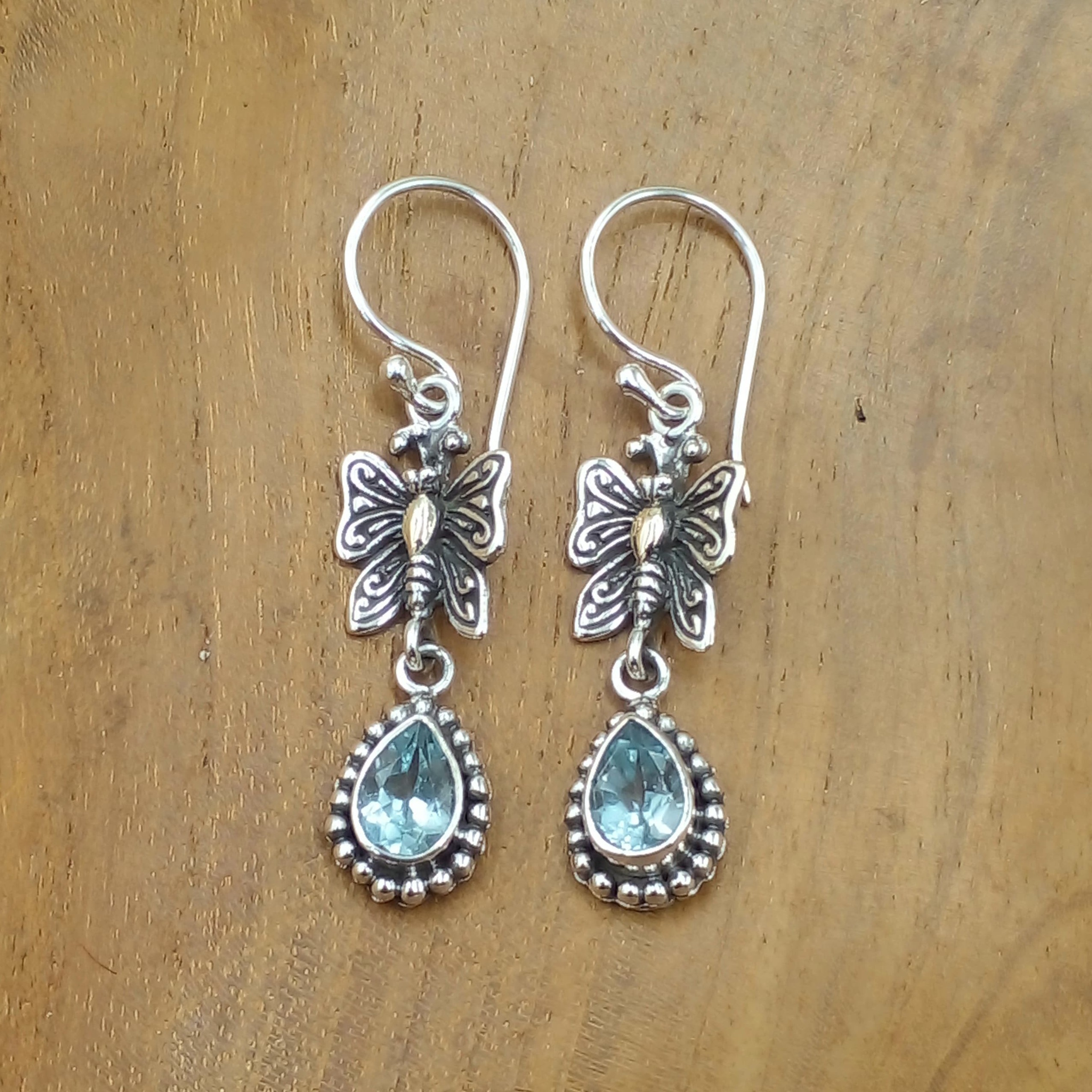 Anting Perak Kupu-kupu Permata E1276 - Gambar 3