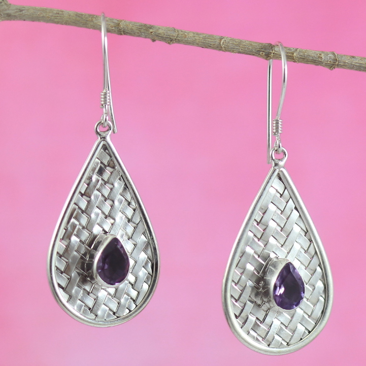 Anting Perak Tikar Tetes Permata E875 - Gambar 3