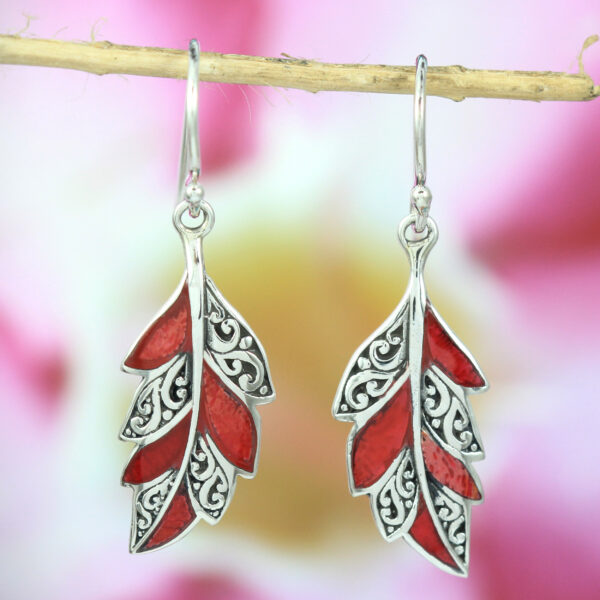 Anting Perak Daun Coral E967