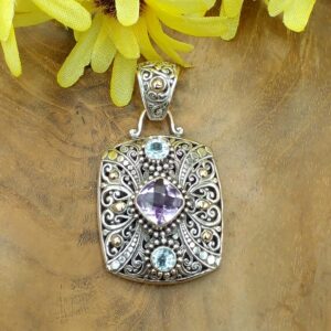 Liontin Perak Casting Bun Bali Kotak P599 - Gambar 3