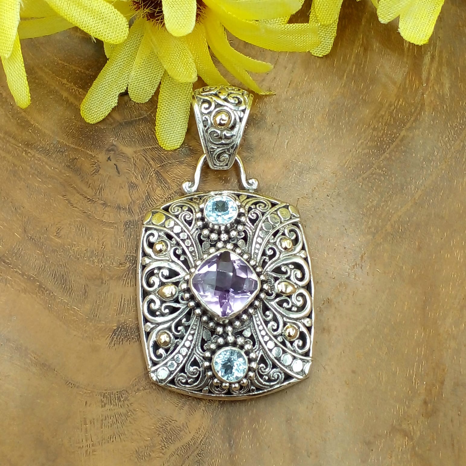 Liontin Perak Casting Bun Bali Kotak P599 - Gambar 3