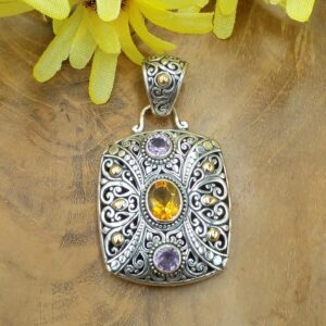Liontin Perak Casting Bun Bali Kotak P599 - Gambar 1