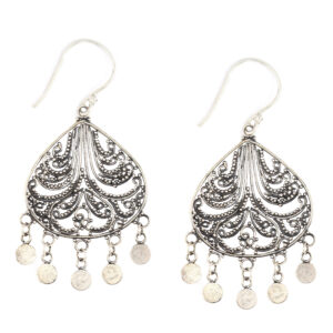 Anting Perak Kerawang Tetes Gonjer E044 - Gambar 1