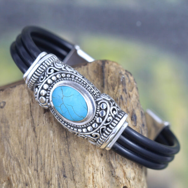 Gelang Perak Rubber Bun Turquoise B367