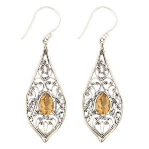 Anting Perak Bun Kerawang Permata E445 - Gambar 3