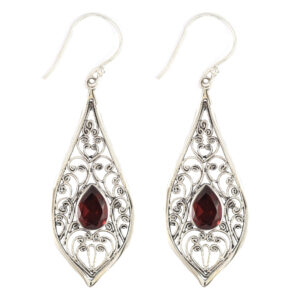 Anting Perak Bun Kerawang Permata E445 - Gambar 4
