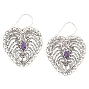 Anting Perak Bun Kerawang Love E165