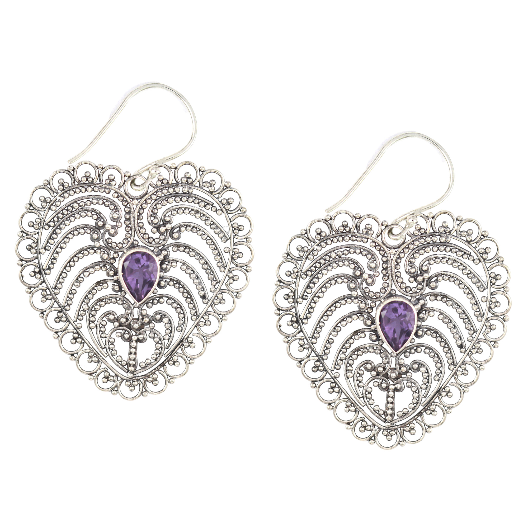 Anting Perak Bun Kerawang Love E165 - Gambar 1
