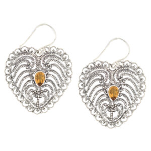 Anting Perak Bun Kerawang Love E165 - Gambar 2
