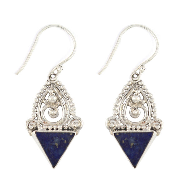 Anting Perak Bun Spiral Lapiz Lazuli E226