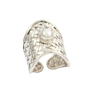 Cincin Perak Anyaman Mutiara Kecil R226 - Gambar 1
