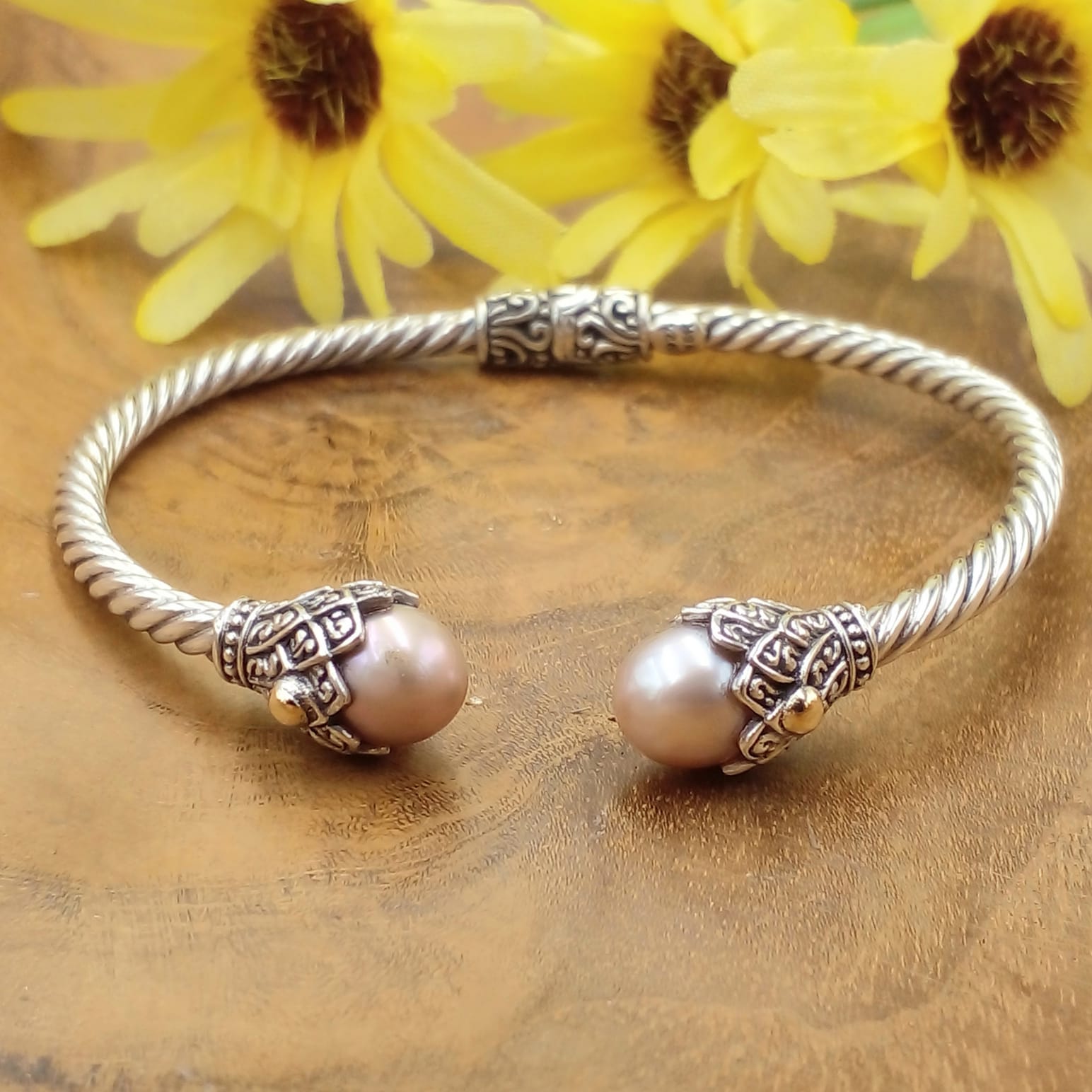 Gelang Perak Cable Mutiara