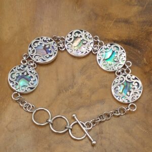 Gelang Perak Abalone Ukir Bali B537 - Gambar 2