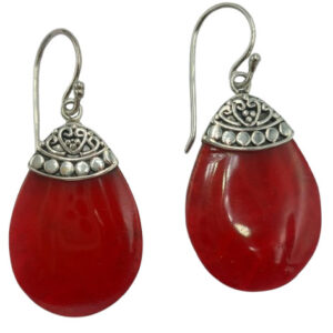 Anting Perak Kerang Tetes Ukiran Bali E1052 - Gambar 2