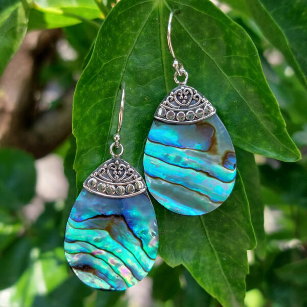 Anting Perak Kerang Tetes Ukiran Bali E1052