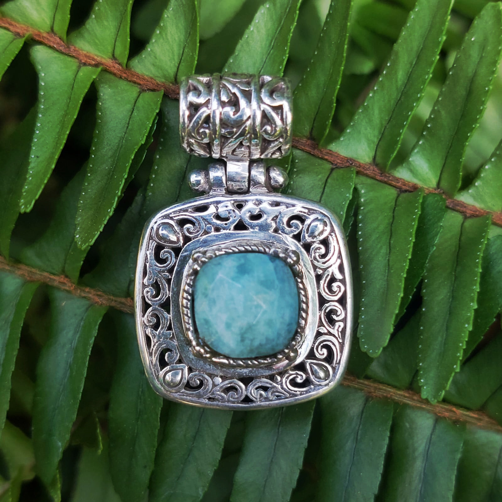Liontin Perak Kotak Amazonite P801 - Gambar 5