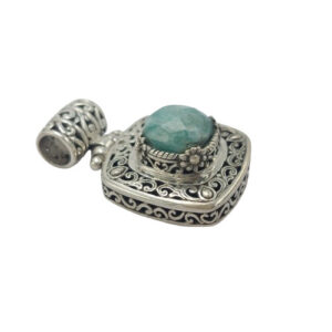 Liontin Perak Kotak Amazonite P801 - Gambar 2