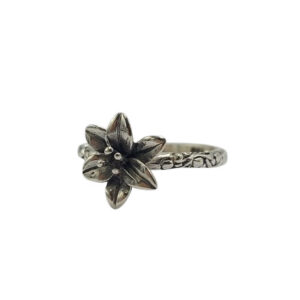 Cincin Perak Motif Bunga Lily R678 - Gambar 2