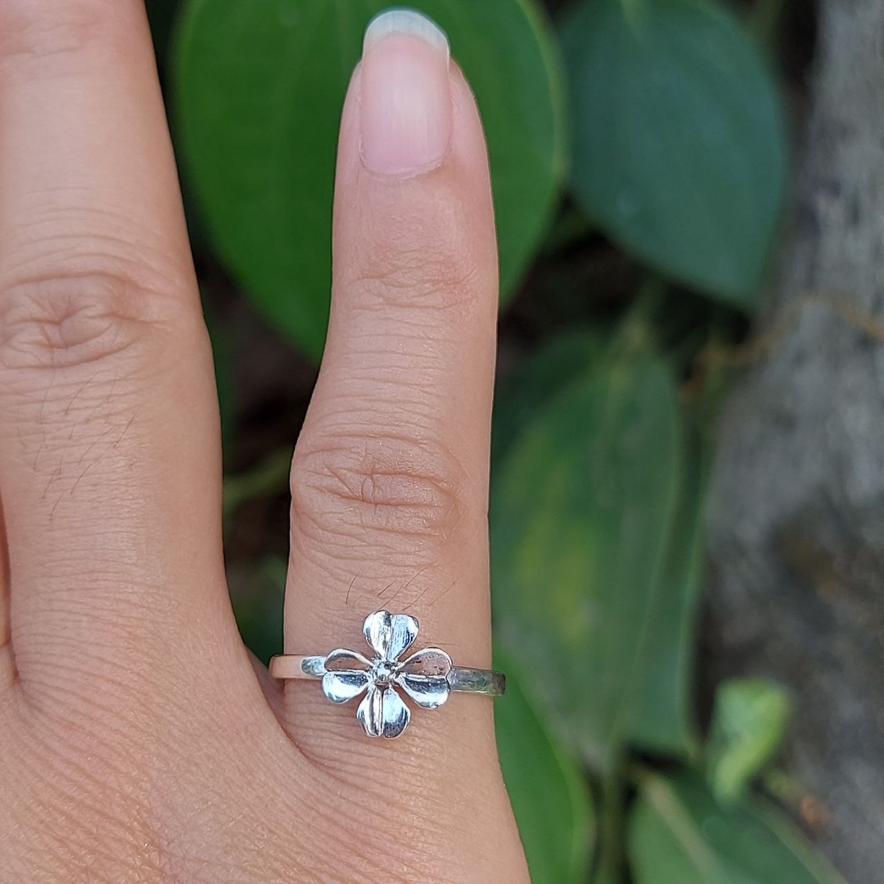 Cincin Perak Clover (Lucky Clover) R727 - Gambar 5