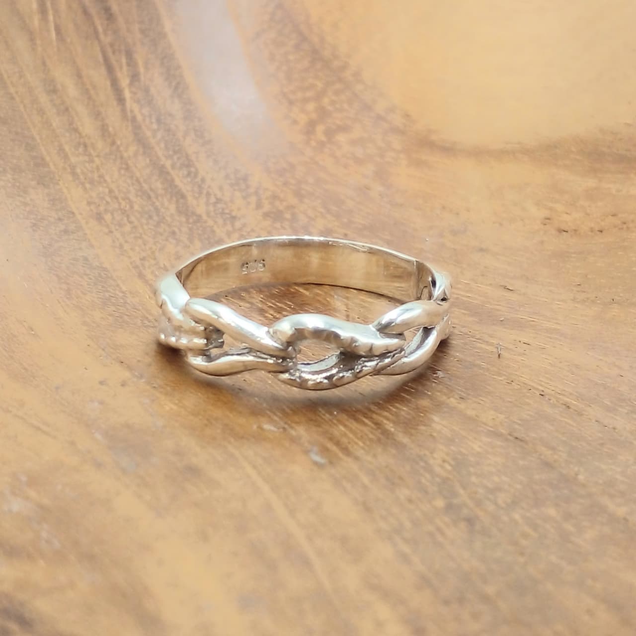 Cincin Perak Rantai Setengah R753 - Gambar 4