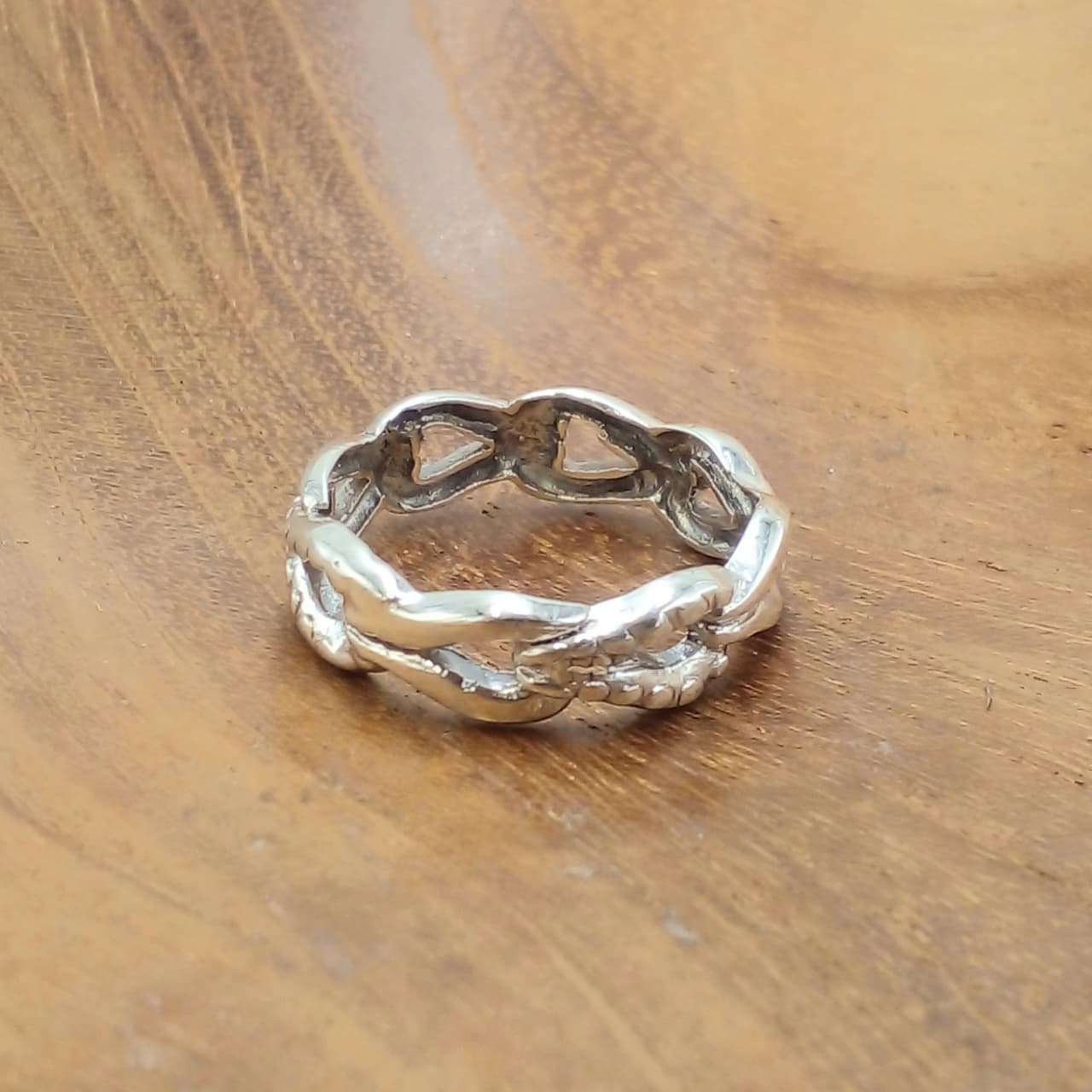 Cincin Perak Rantai Jalin R757 - Gambar 3