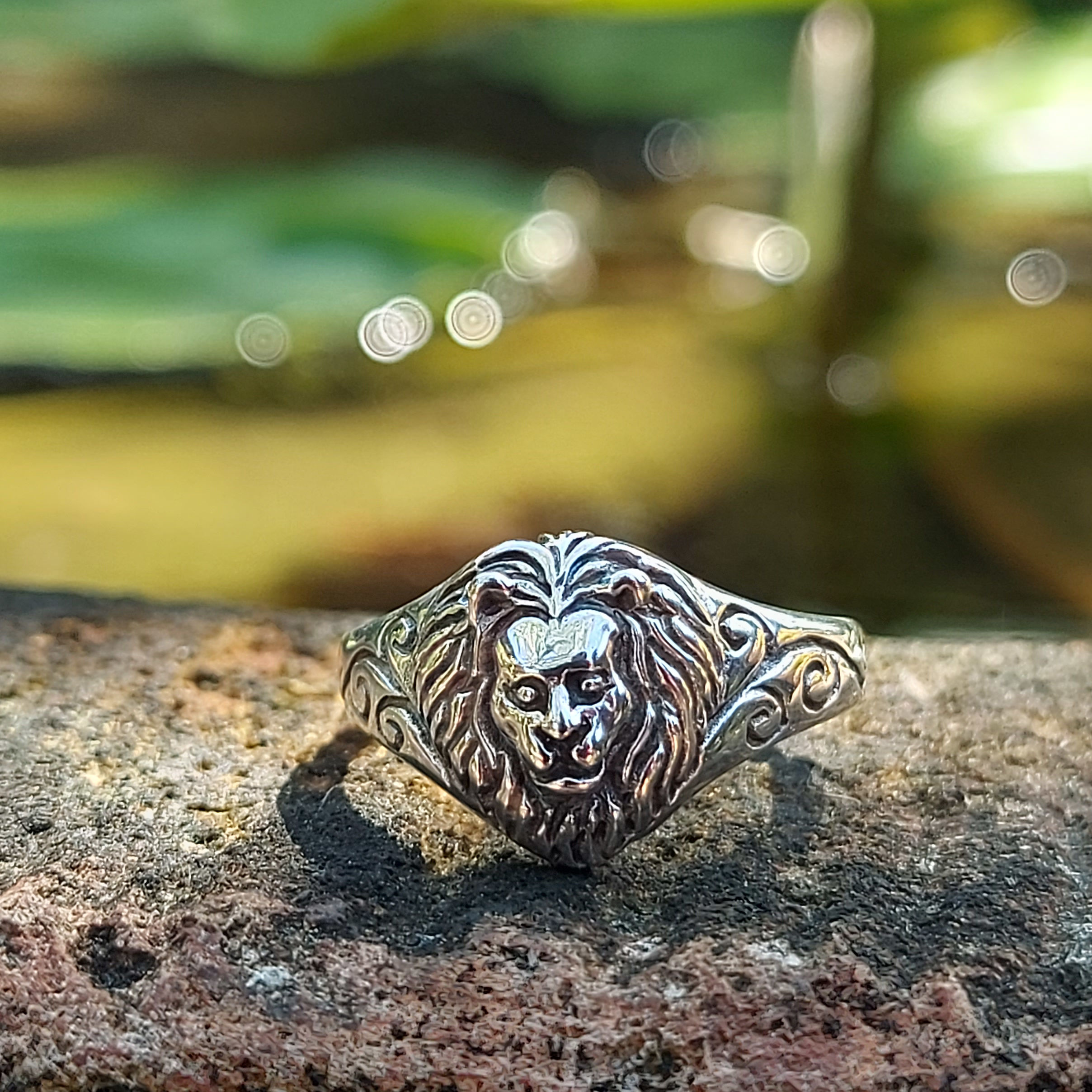 Cincin Kepala Singa Perak Asli R775 - Gambar 2