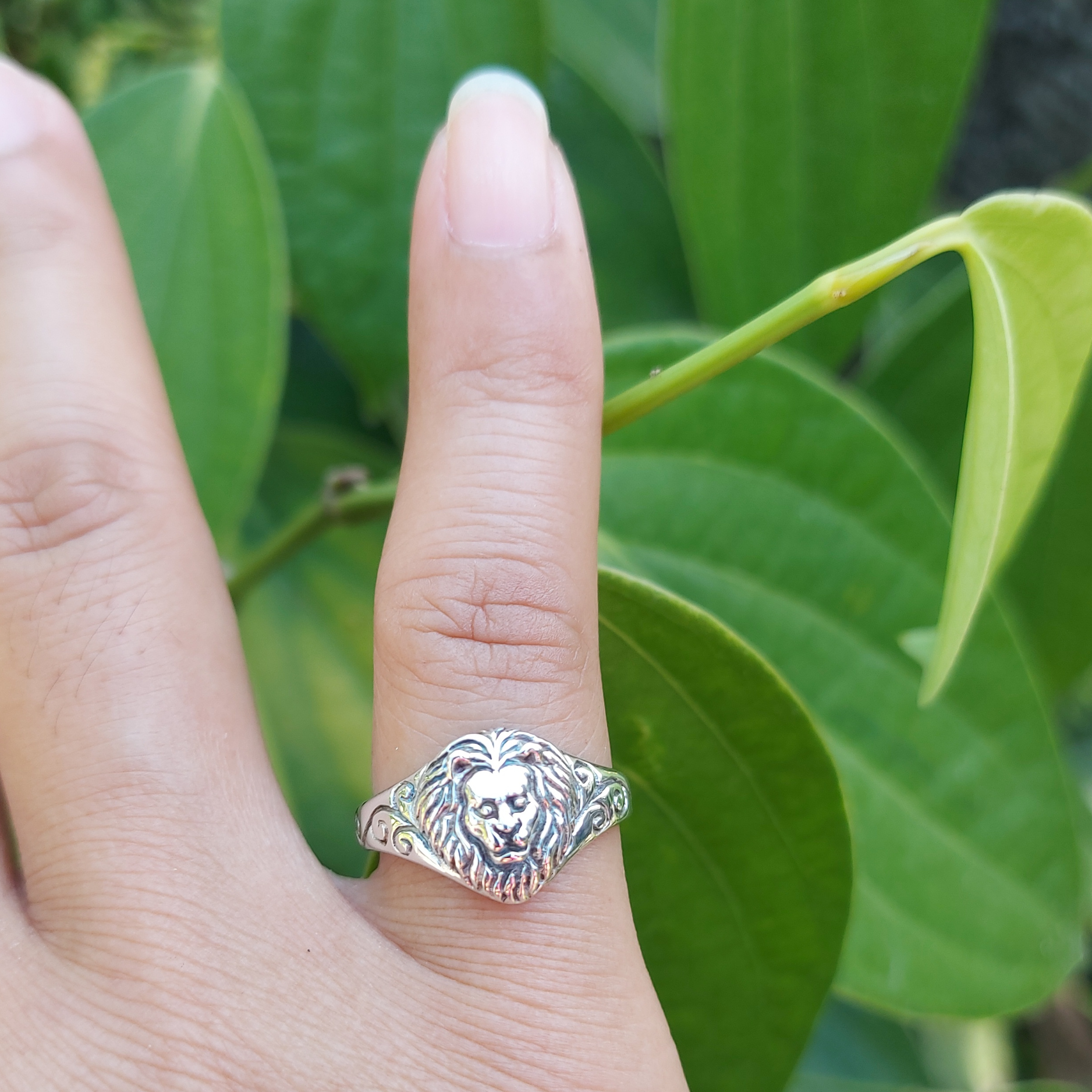 Cincin Kepala Singa Perak Asli R775 - Gambar 4