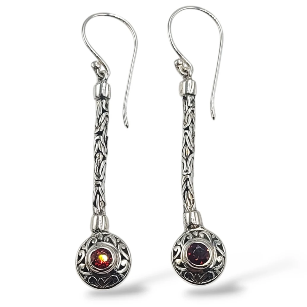 Anting Gantung Wanita Motif Rantai dengan Permata E1670 - Gambar 3