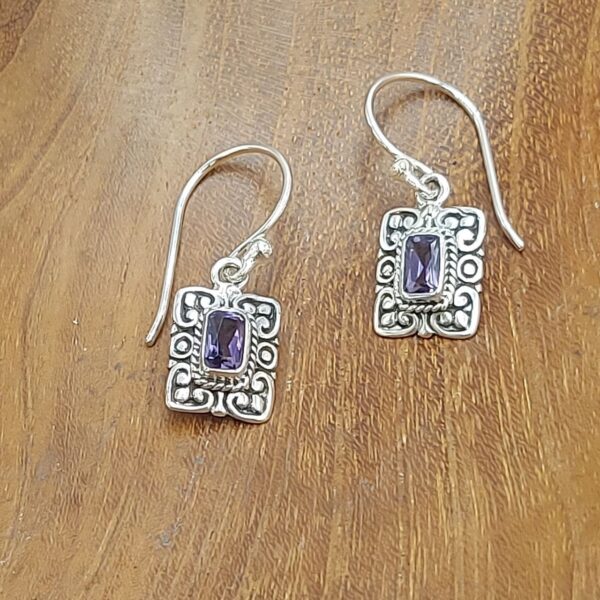 Anting Perak Rectangle Permata E1868